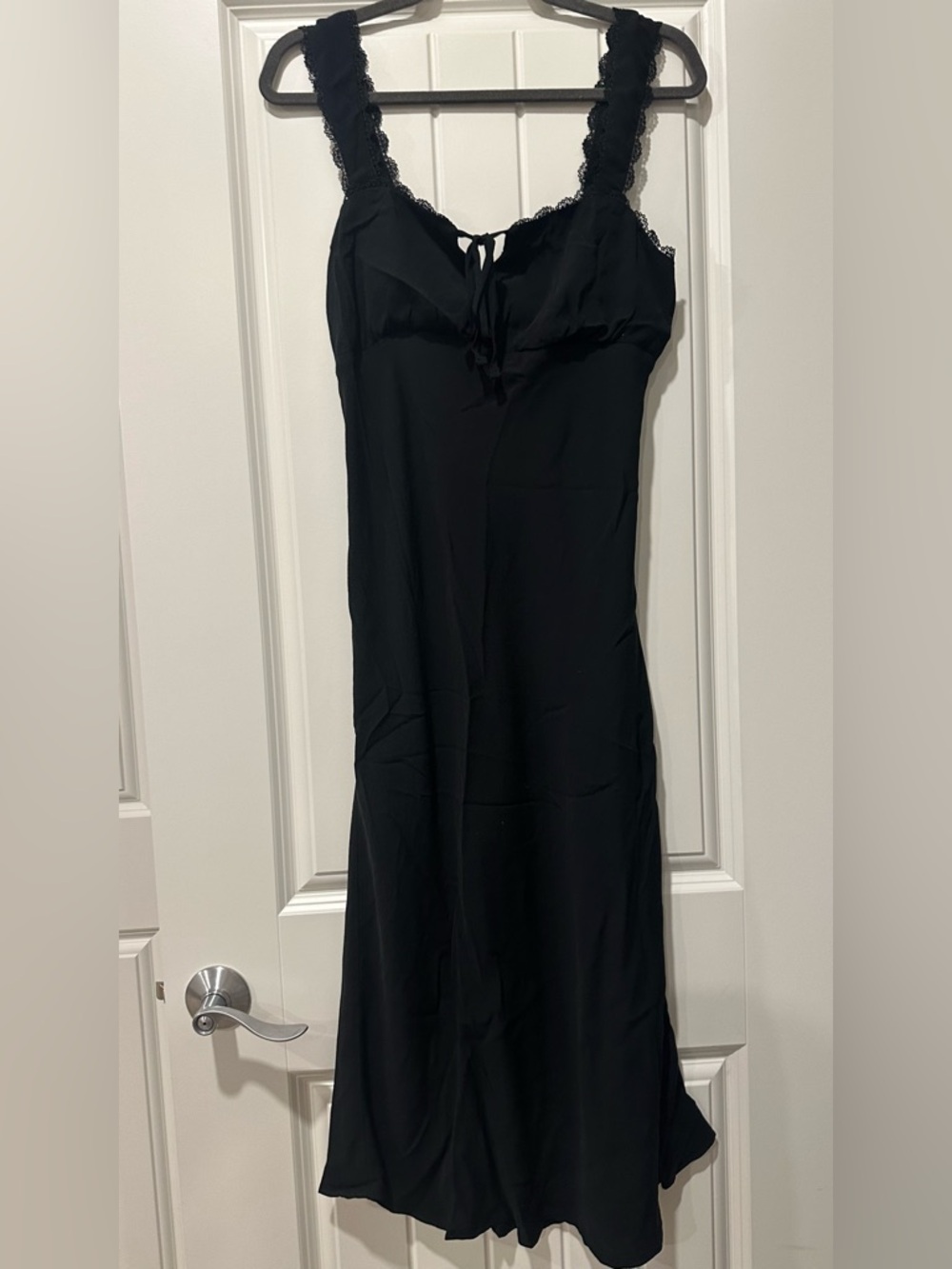 No Boundaries Black Lace-Trim Maxi Slip Dress Size Small